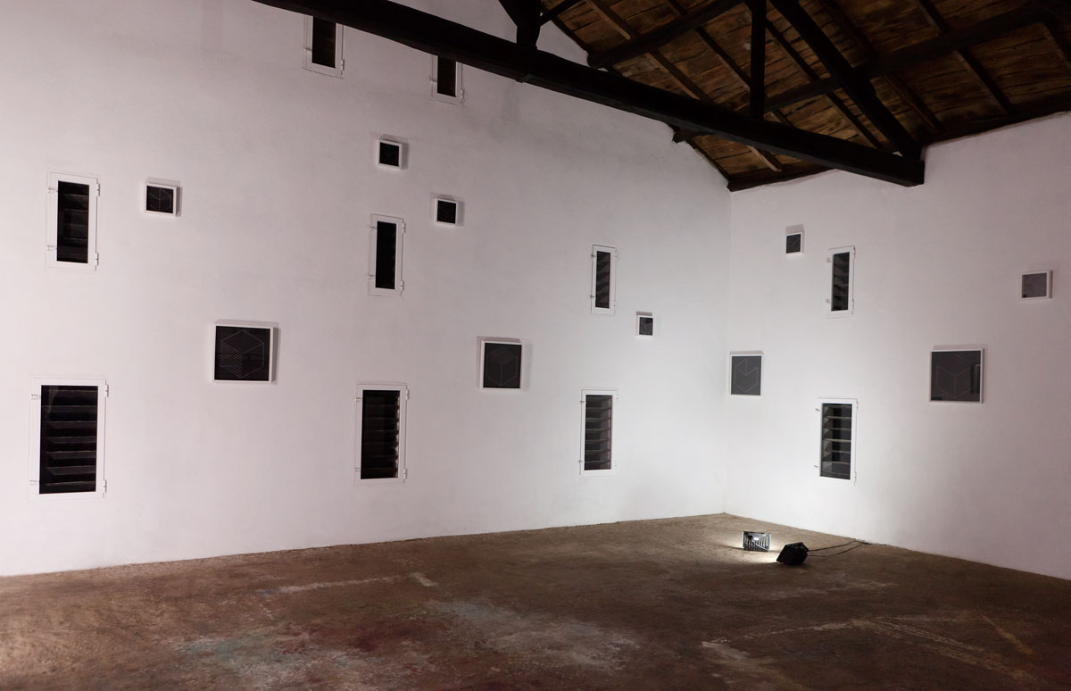 arquitecture black contemporary drawing line intervention installation