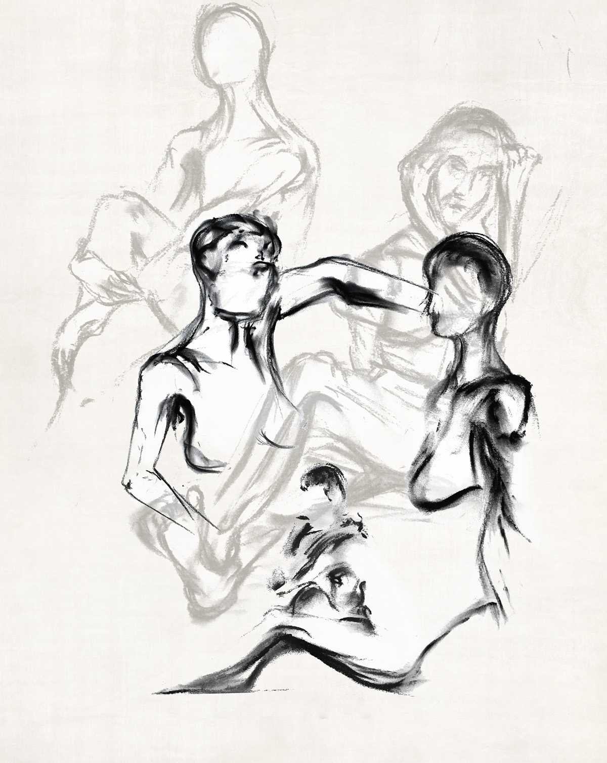 Life-drawing charcoal body study movement ink body DANCE  