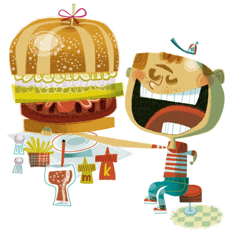 americana burger Cheeseburger boy Character children children's book diner family Food  Food/Beverage humor lifestyle Retro young adult