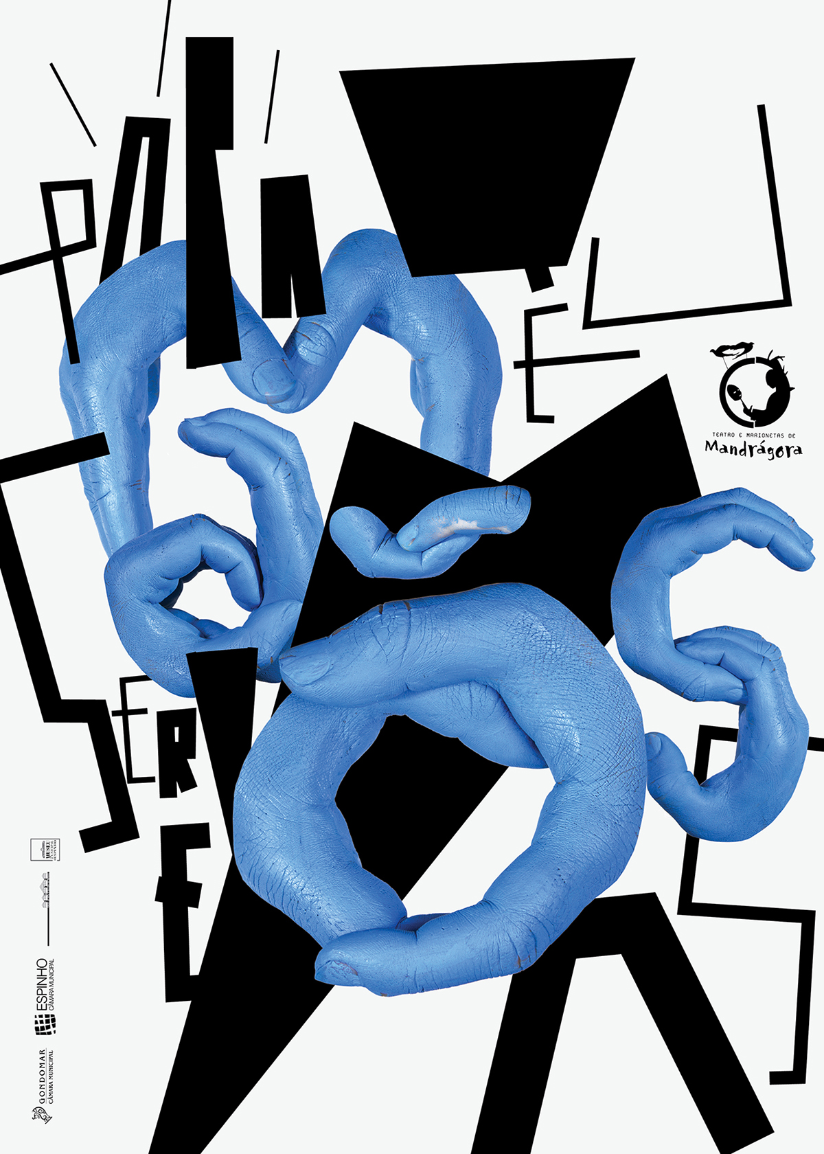 atelier d'alves poster hand-made blue hands porto Portugal Theatre