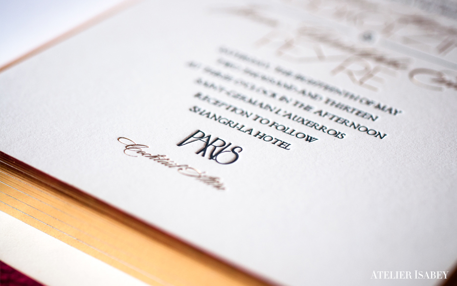 wedding Invitation foil embossed embossing letterpress luxury White gold modern minimalist opulent Paris French france