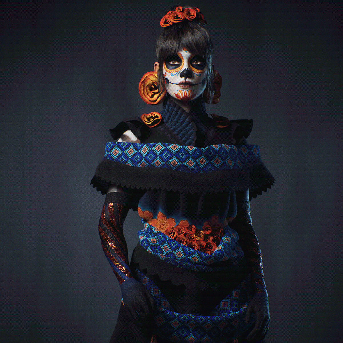 catrina DayoftheDead dress mexico portrait realtime Render substancepainter UnrealEngine