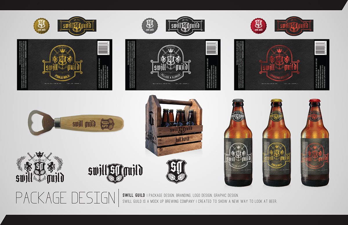 beer package design  Logo Design self-initiated Mockup graphics swill guild Swill Guild ale hops barley