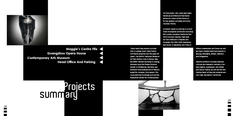 ZAHA HADID brochure architect folding 3D mentional Perspective multiple geometry interection