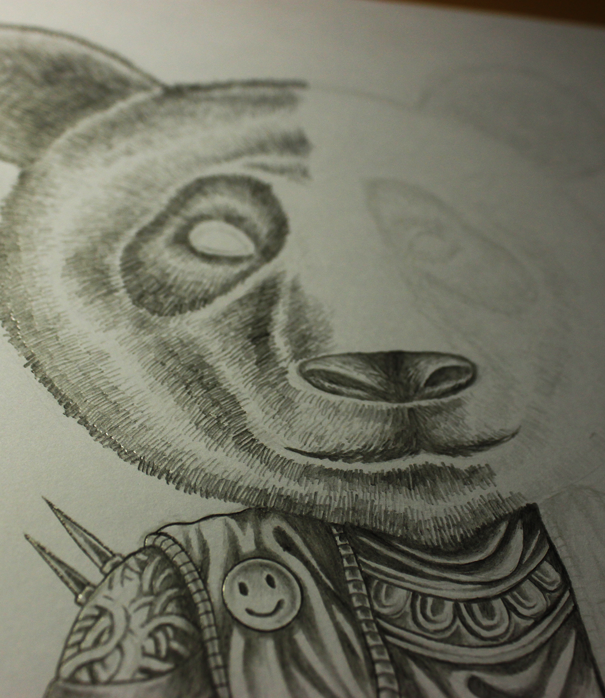 Panda   drawing pencil grahite animal soldier FREEDOM FIGHTER warrior traditional graphite fine art