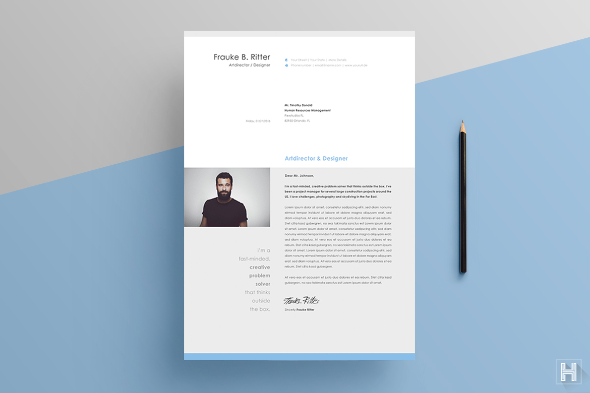 Resume a4 career CV cover letter design template portfolio professional