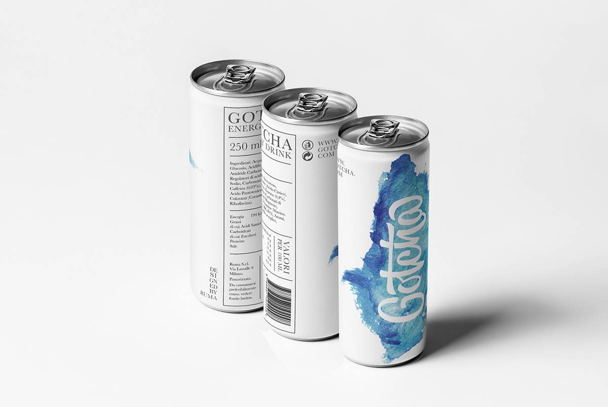 lettering watercolour Logotype Ruma can energy drink