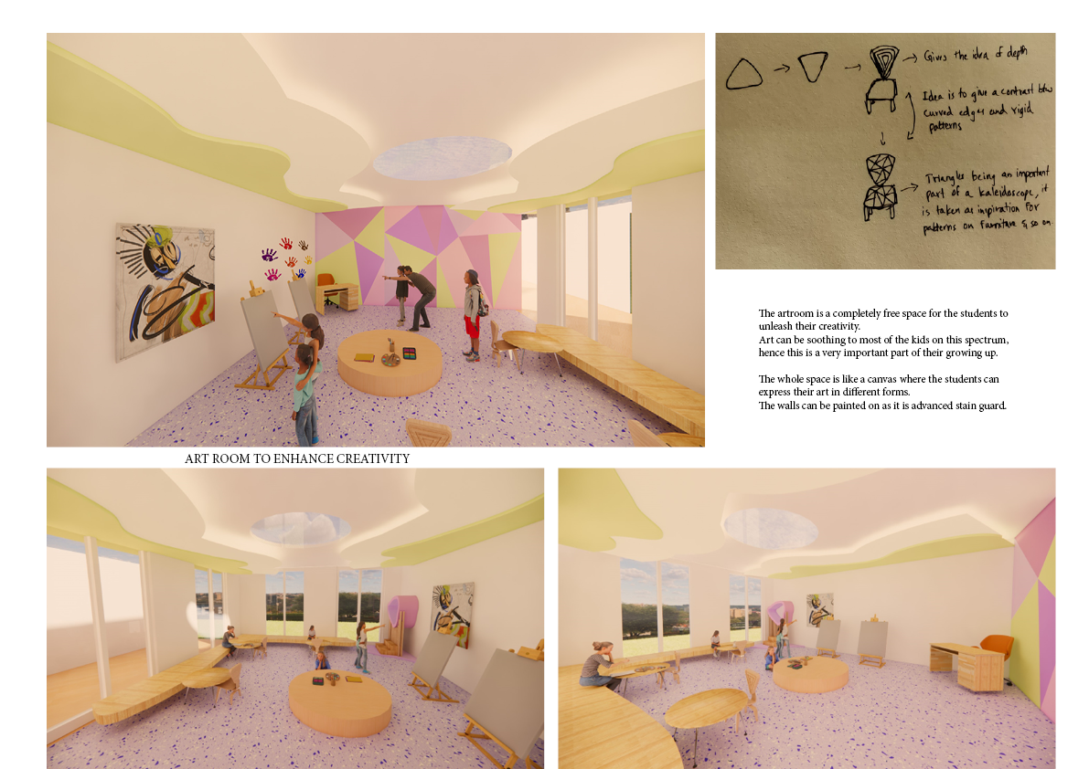 autism awareness mental health kids Education interior design  school identity inclusive design social cause