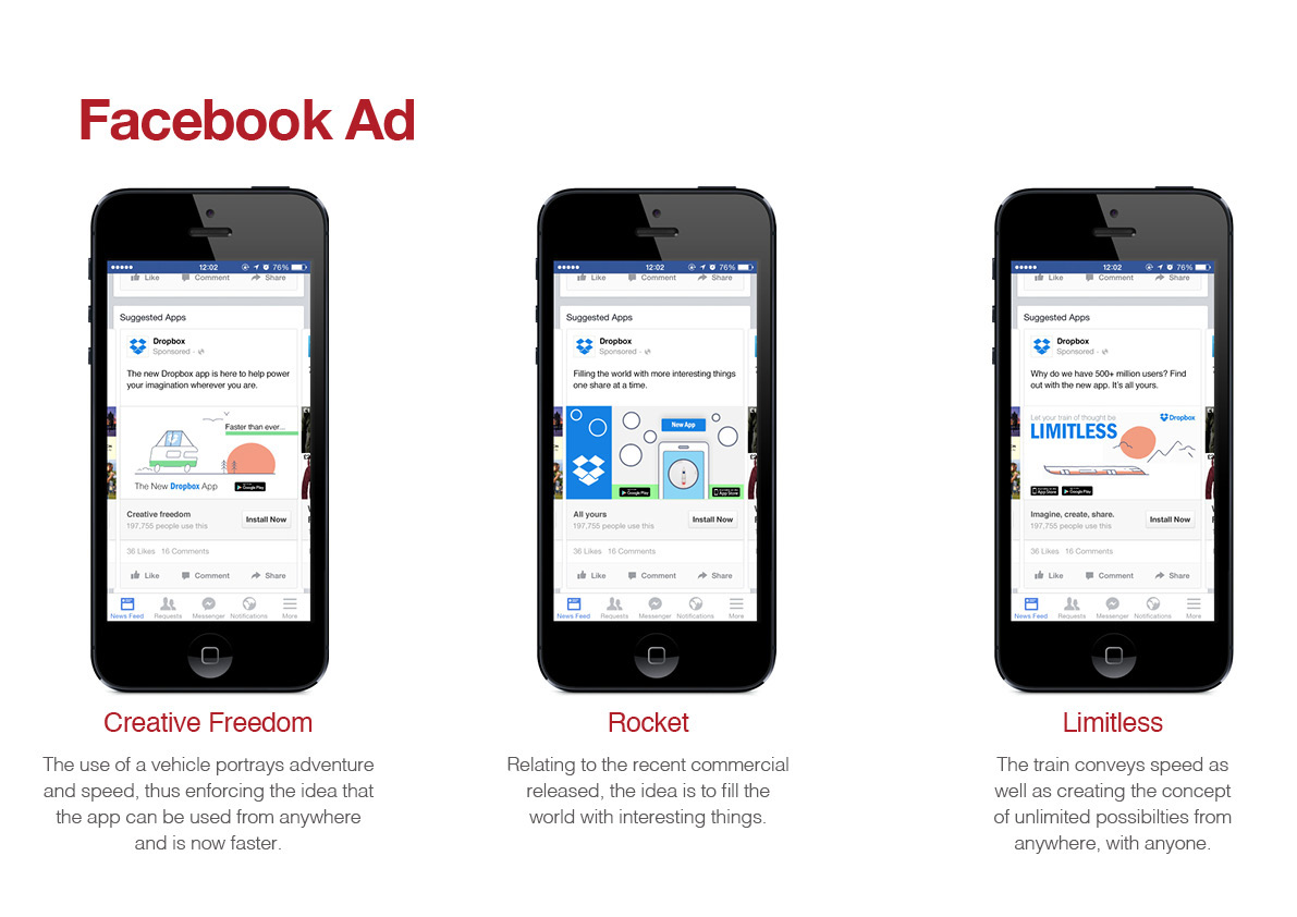 mobile advertisment dropbox in-app banner Facebook Ad design digital