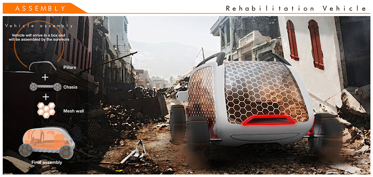 rehabilitation vehicle Transportation Design design calamity vehicle car design michelin honeybee interiors mobility Car Concepts environment