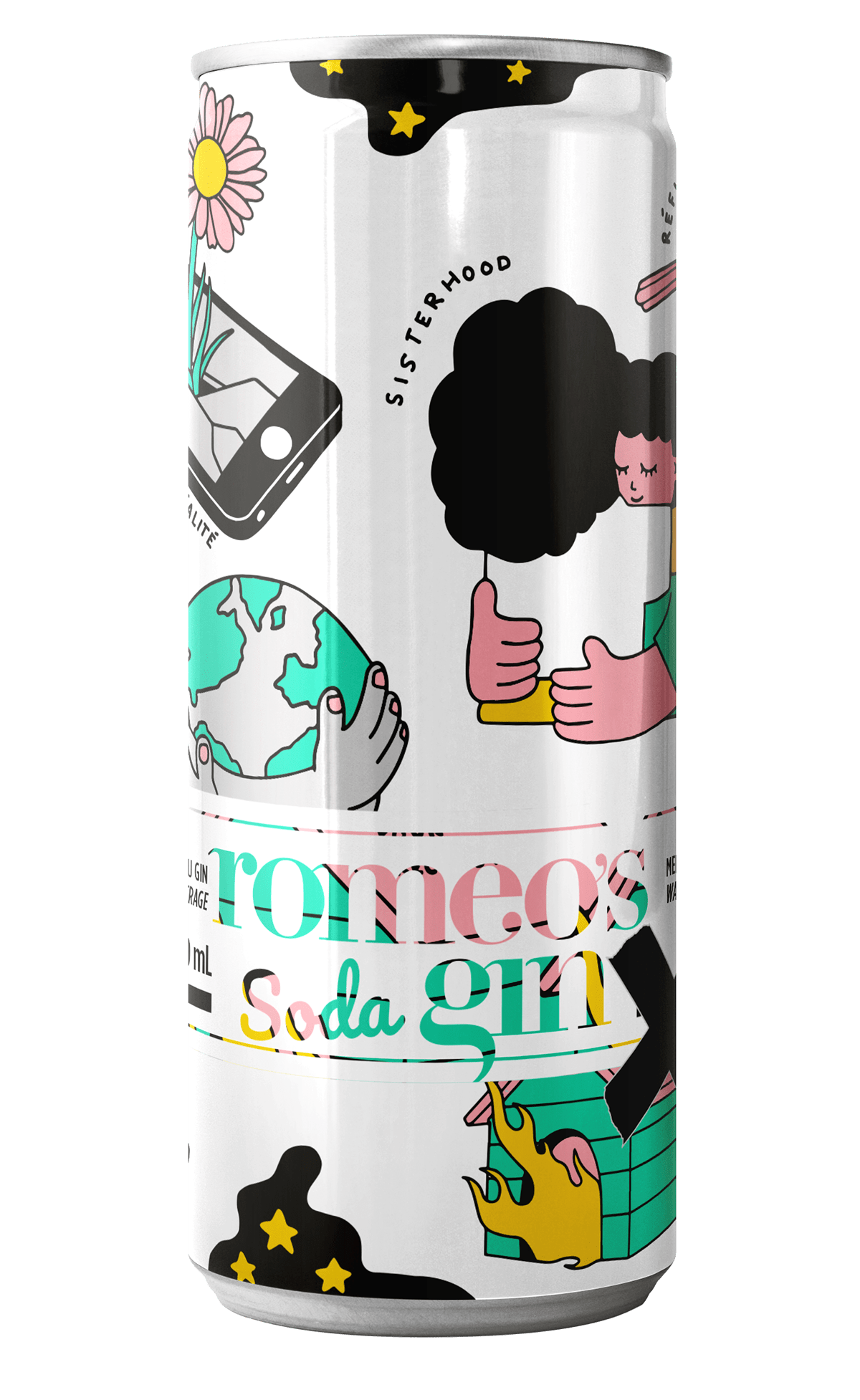 romeo's gin x soda, a gin and soda with watermelon and lime aromas featuring an artwork by PONY