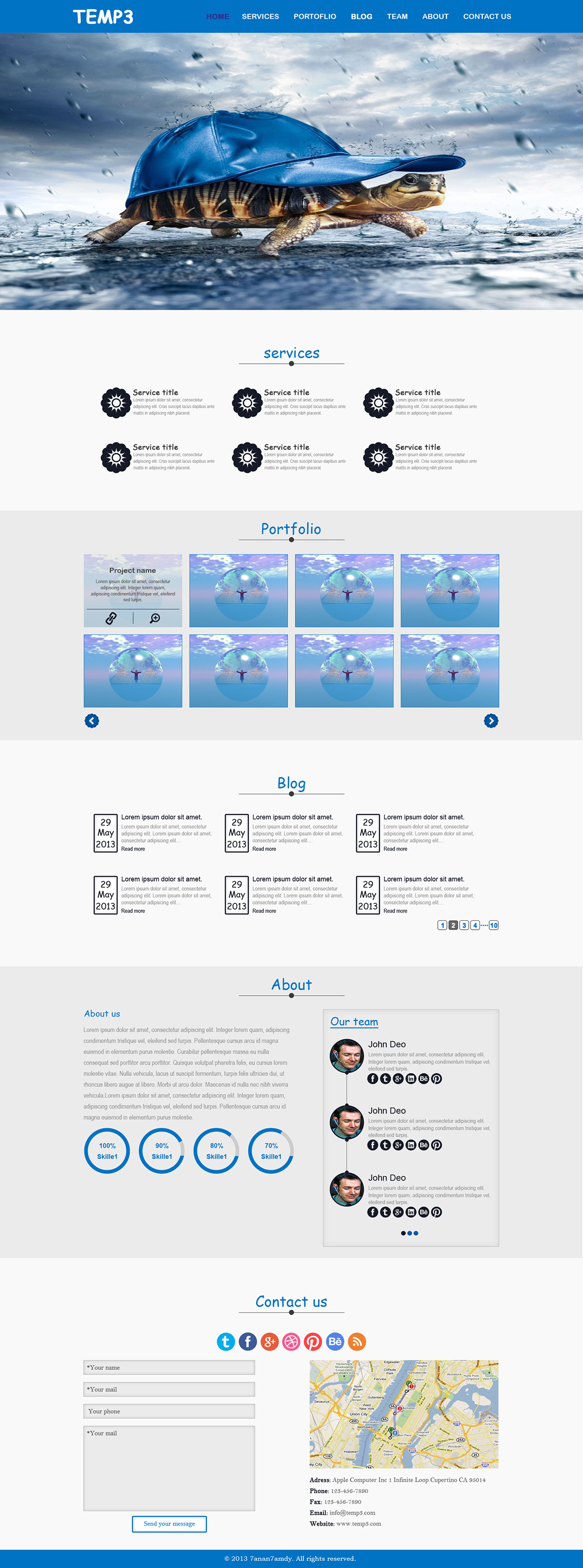 photoshop design One Page template Layout