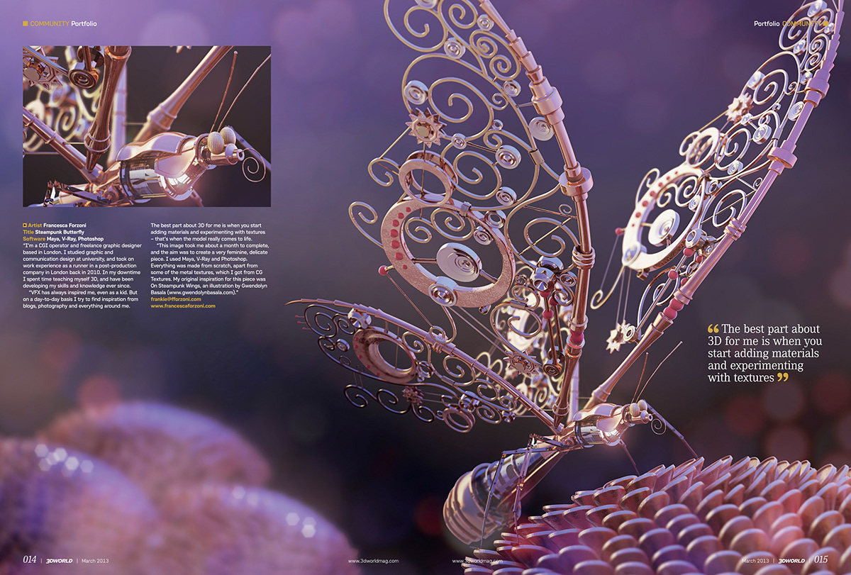 CG CGI 3D Maya vray photoshop STEAMPUNK butterfly Character