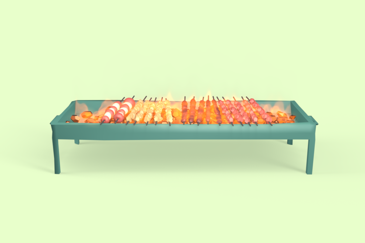 Food  grill mashawi spring summer 3D motion meat chicken party