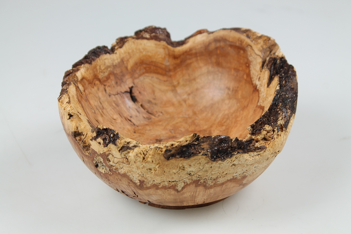 wood burl cherry lathe turned grain sapwood bark shellac risd ID bowl tableware table ware