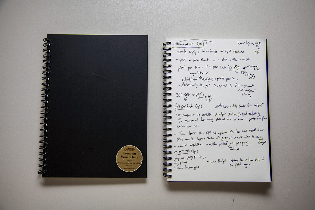 Adobe Portfolio lecture notes   black & White notebook