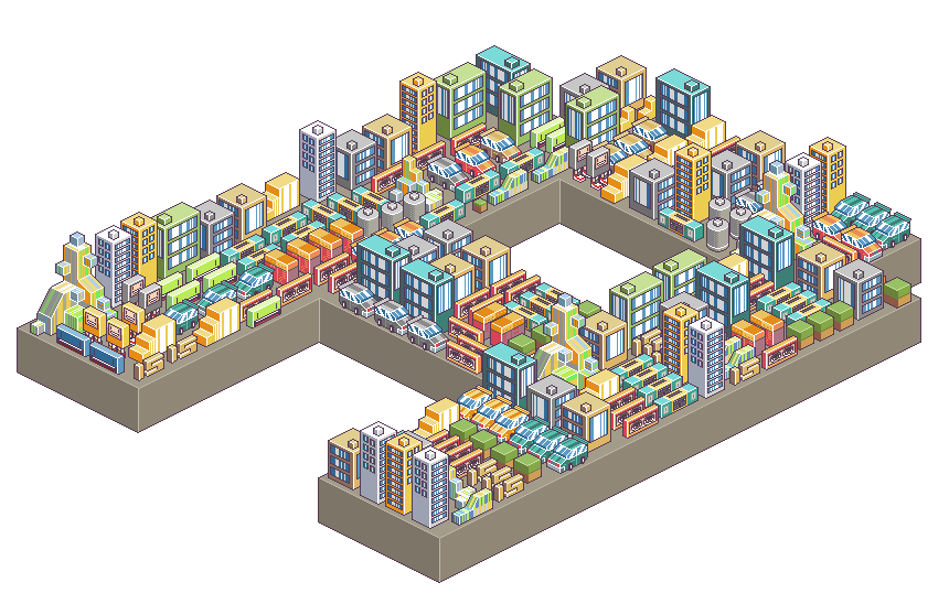 pixel Pixel art alphabet Isometric ISO city Island letter