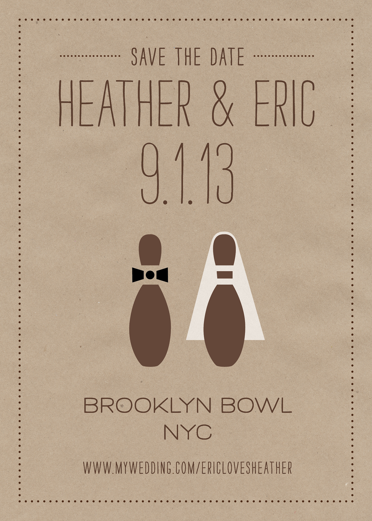 Adobe Portfolio wedding save the date bowling kraft paper Invitation brooklyn bowl wedding Brooklyn Wedding Brooklyn Brooklyn Bowl posters napkins bowling pins bowling wedding