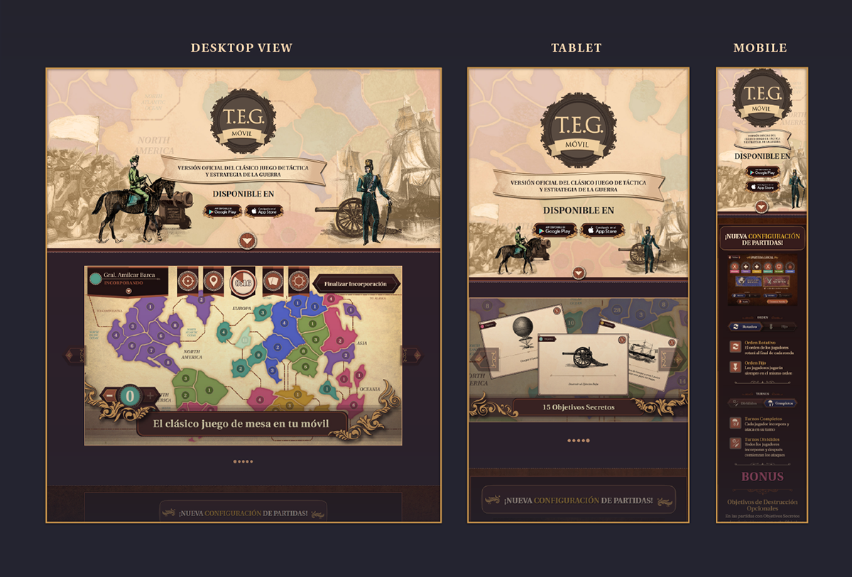 boardgame strategy mobilegame Webdesign Responsive HTML css vintage old book antique