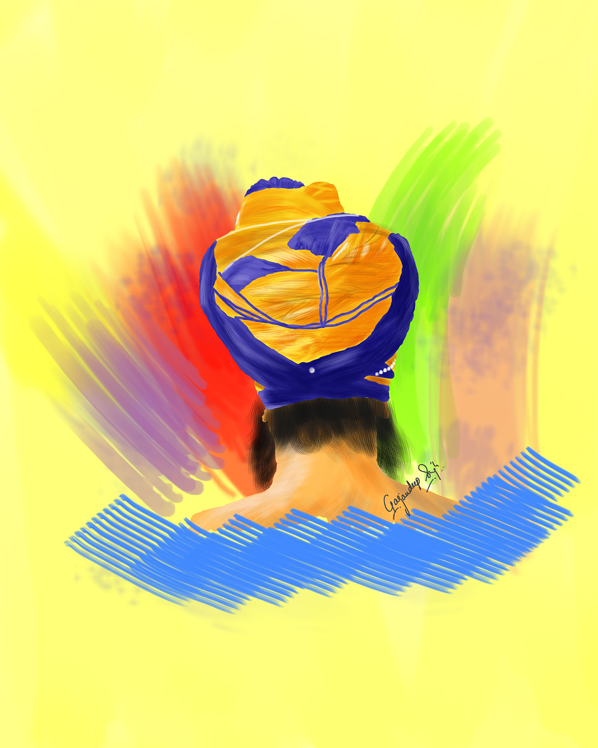 Enlightenment Sikh - Gagandeep Singh  nihung art Digital Sketch wacom adobe photoshop colors Love peace creative