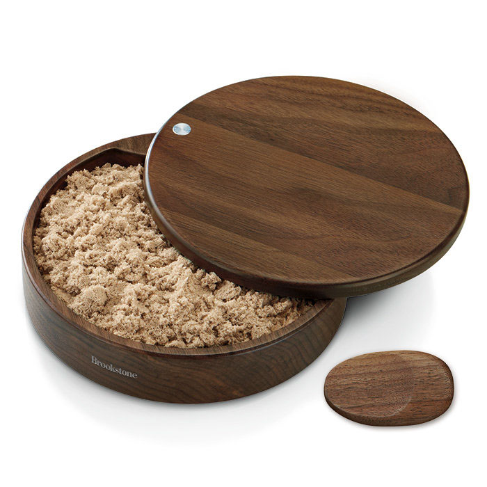 design wooden toys brookstone sand sandbox wood desktoy hinged polished gadgets