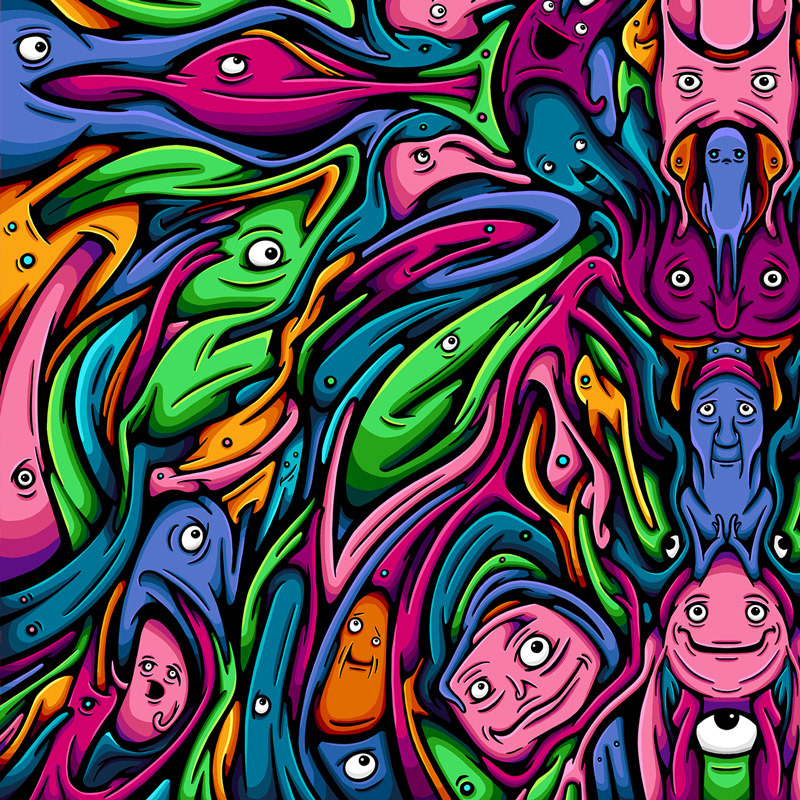 surreal sanderjansen psychedelic symmetry color digitalart creatures cartoon lowbrow