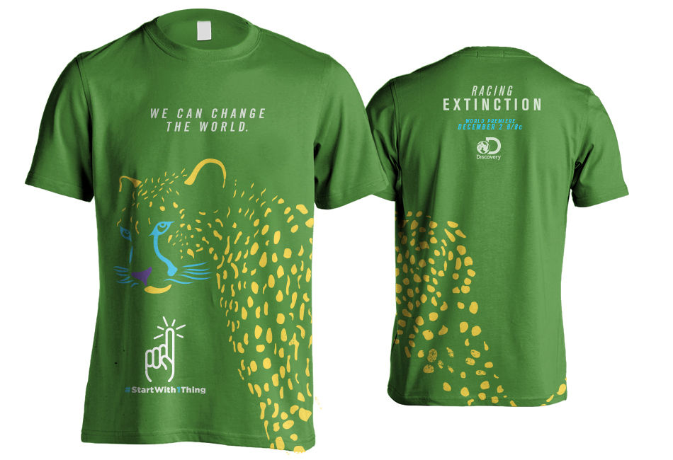 Racing Extinction endangered species Gibbons cheetah Paradise Flycatcher green turtle t-shirts discovery