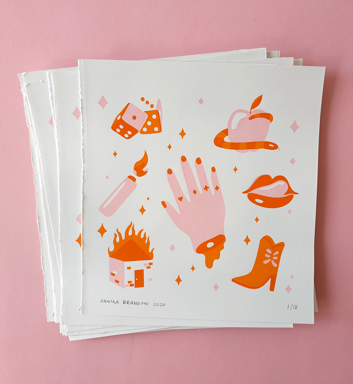 berlin cool cute Fun orange pink screenprint siebdruck sin two colours