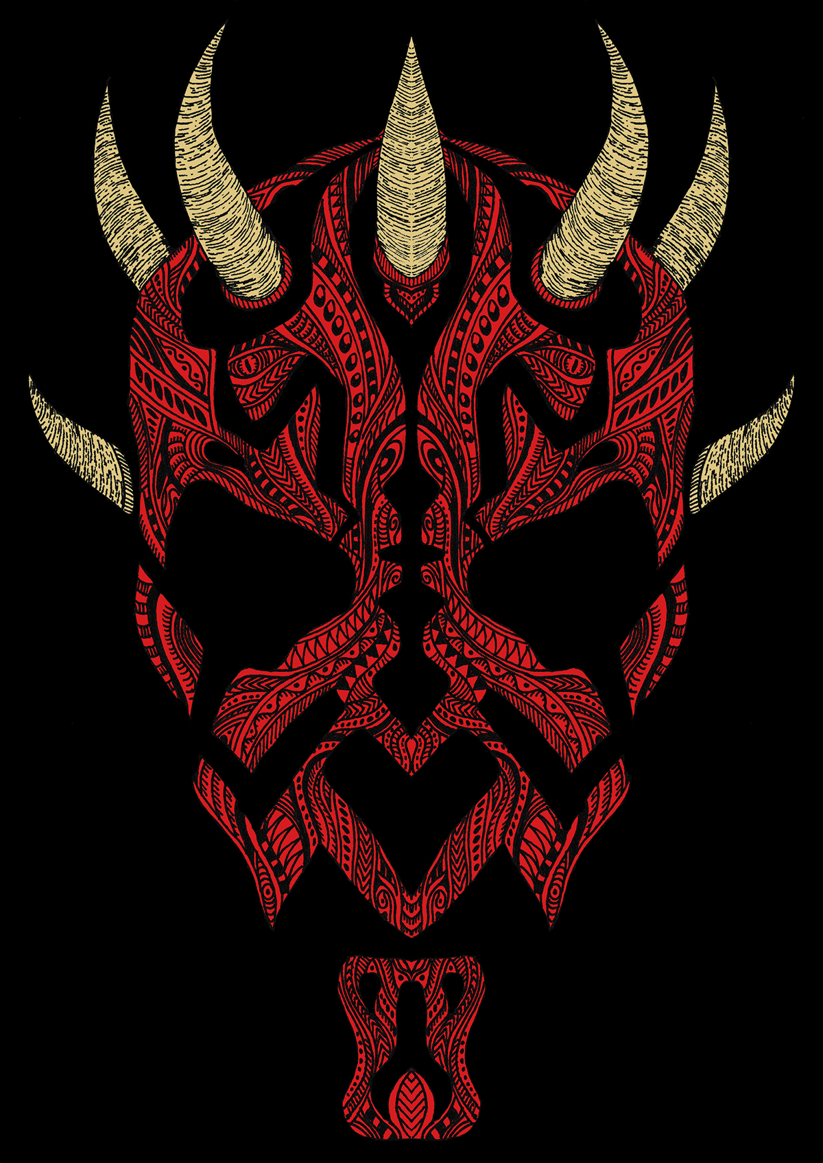 darth maul star Wars Character sith tattoo pattern decorative doodle artwork motives maori dark evil