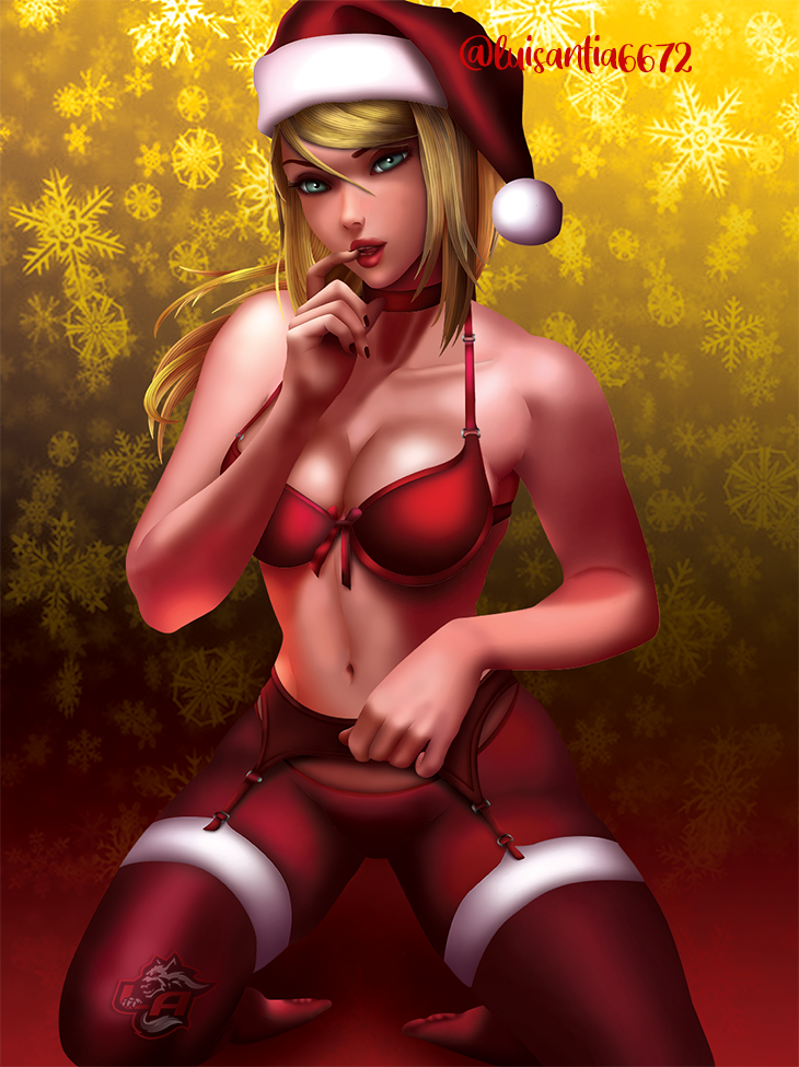 art Beautiful Christmas Drawing  fitness ILLUSTRATION  Metroidover model Samus Aran woman