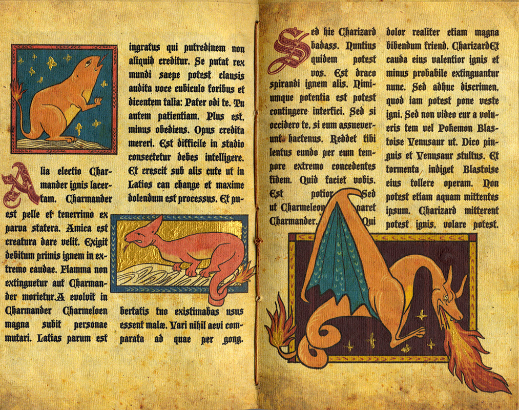 Pokemon medieval manuscript illuminated manuscript