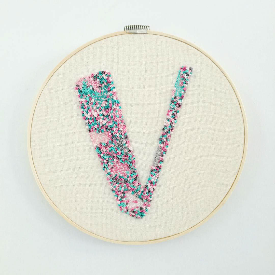 Embroidery hand embroidery colours letters french knot
