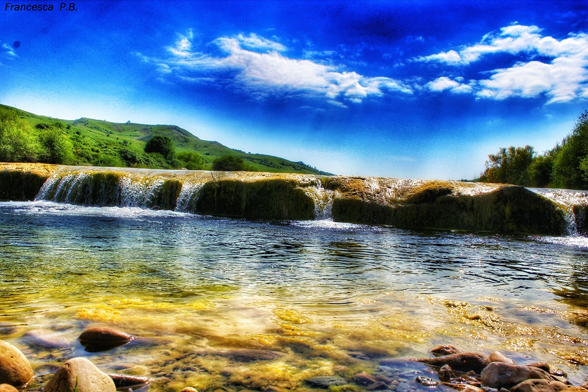 sicily Nature lanscape wonder water river rocks rock green Tree  SKY waterscape Italy