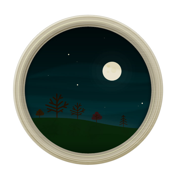 November Fall trees stars night moon circle