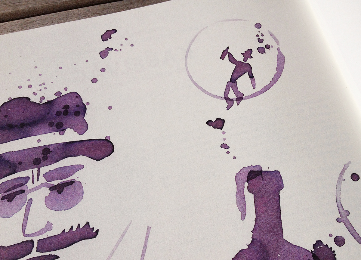 Knut Hamsun  fanfare wine drunk purple magazine splash portrait