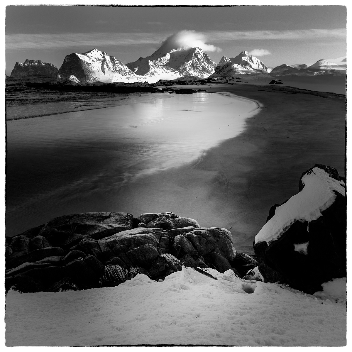 Beautiful black and white landscapes lofoten islands monochrome Nature norway Photography  snow winter