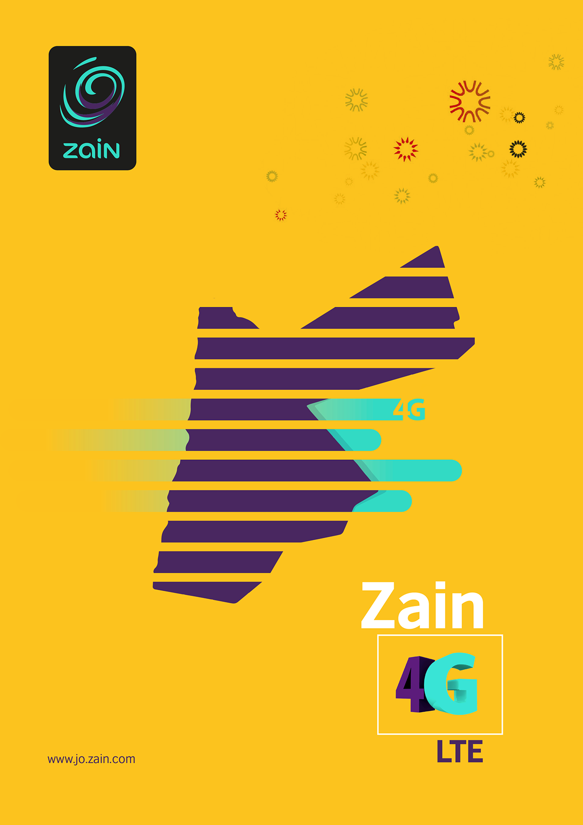 Zain posters graphic graphic_design jordan 4g Theme colors Layout palestine yellow design comm communication