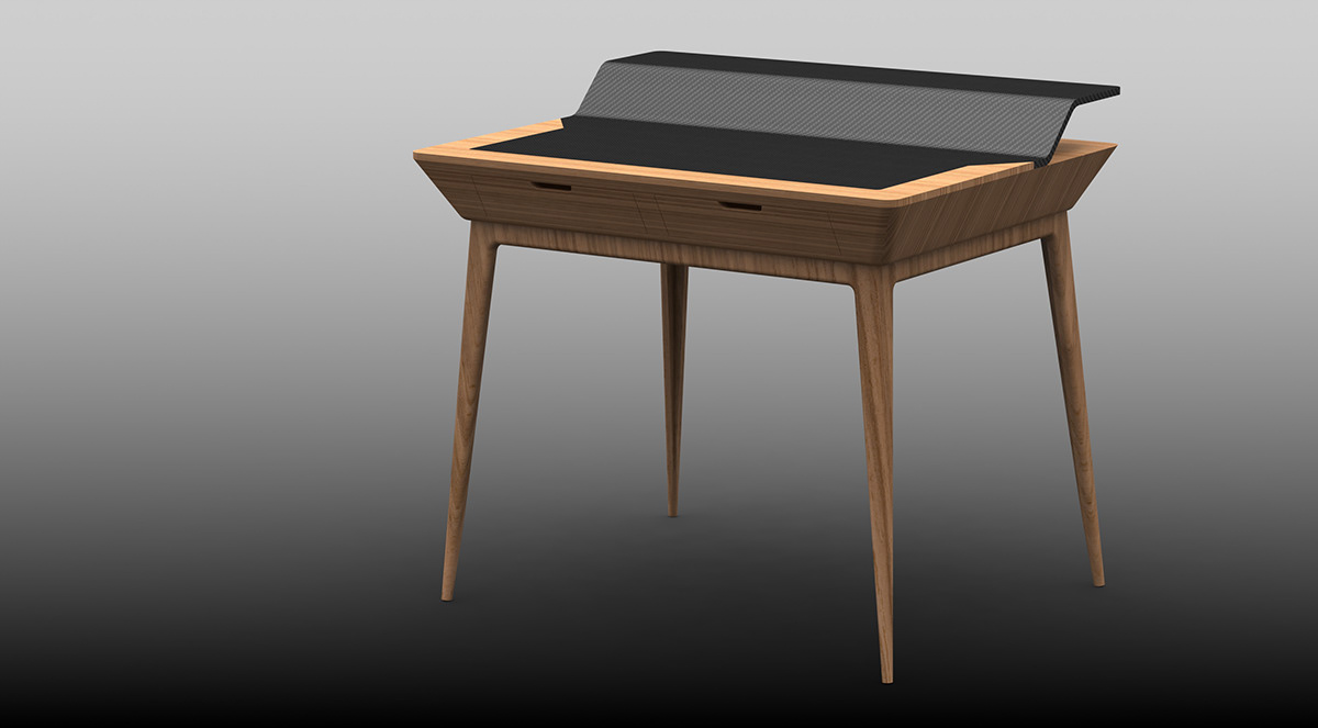 desk furniture design concept furniture Carbon Fiber wood sketches product sketch Project composites and wood alpine
