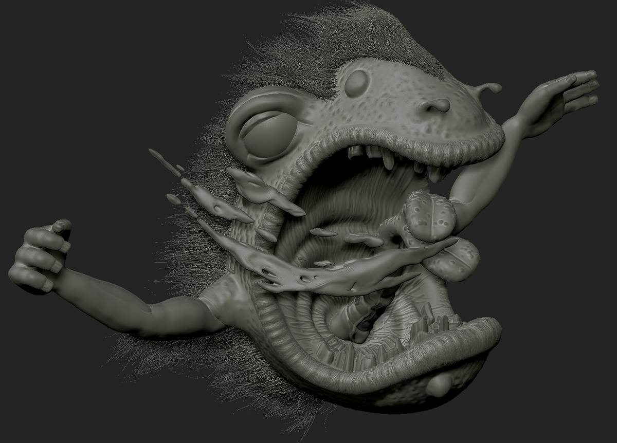 beast monster creature 3D Digital Sculpting roller coaster lillipop stone face
