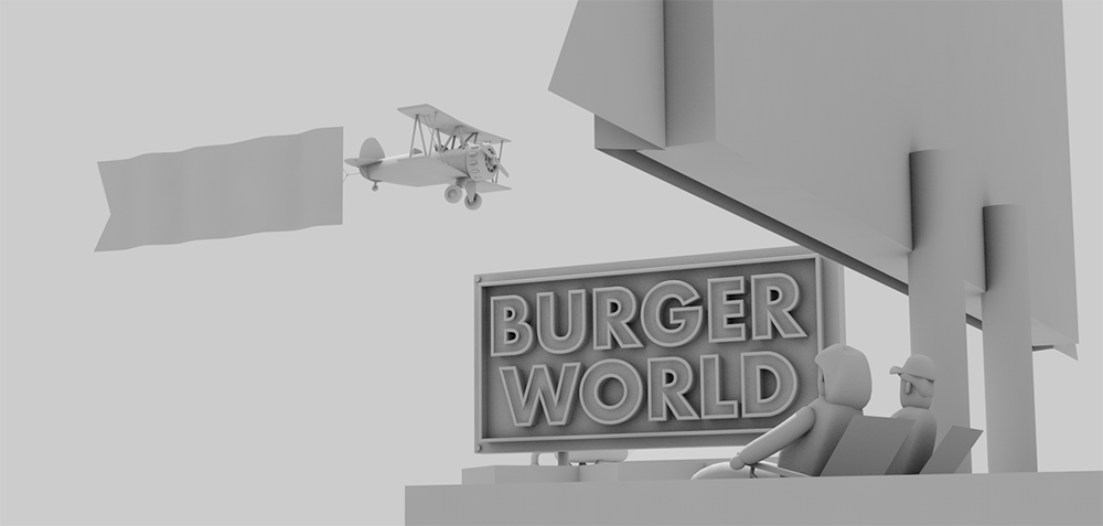 red robin kids menu ILLUSTRATION  city 3D Render c4d Fun Playful Burgers