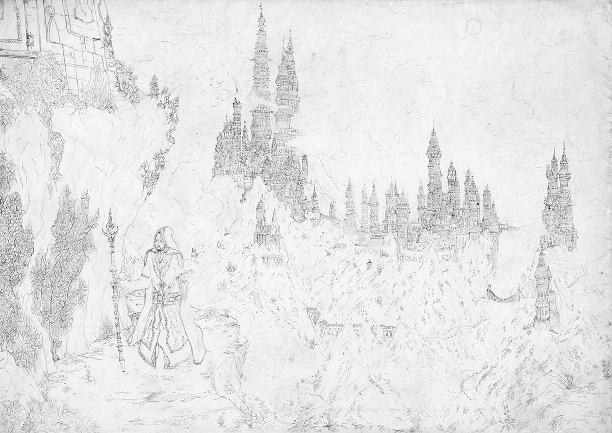 Adobe Portfolio wizard Picture pencil fantasy mage Magic   Castle palace world  of tower