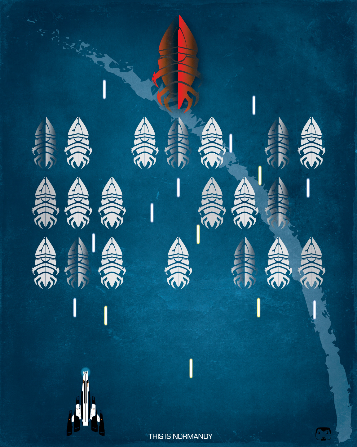 mass effect posters prints design reapers Normandy Space Invaders mashup Retro sale