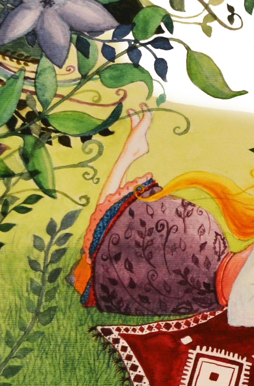 ilustratie de Carte maricica radovici marra wordpress Lovers indragostiti watercolor woman tradition green Flowers