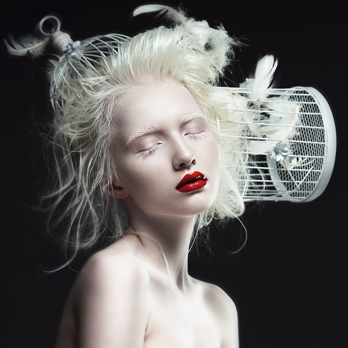 albino model portrait beauty Make Up White