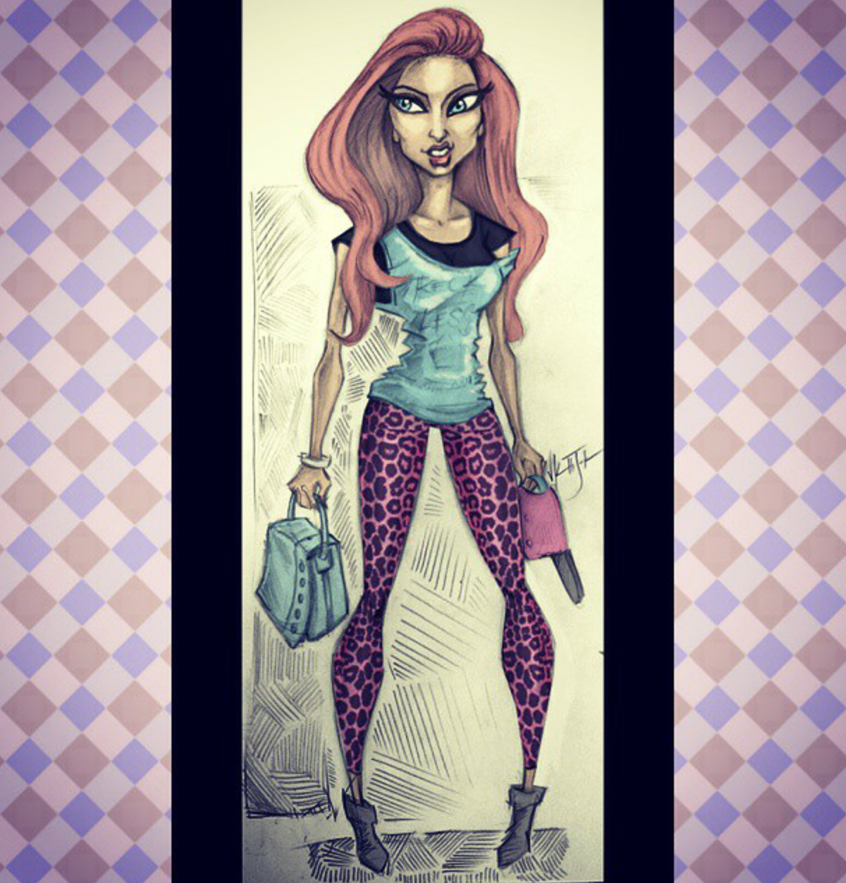 fashion illustration fashion model cartoon beauty Style FaceHead Studios fitness fashionista pinup pinup girl