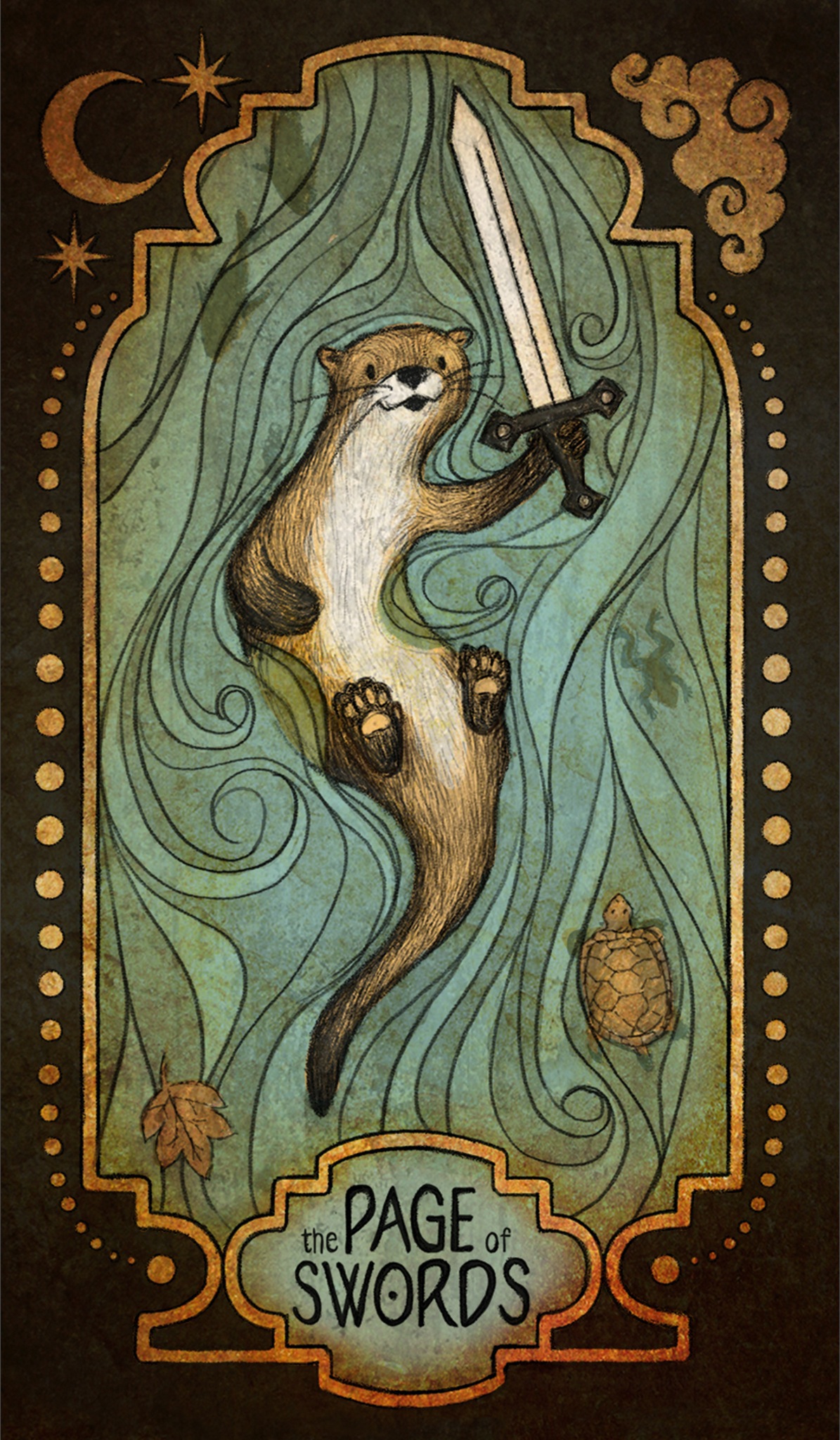 tarot card animal cute otter SCAD atlanta deck children kids water Sword fantasy design