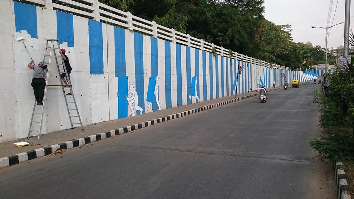 bangalore Palace Road Mural wall painting Daan Botlek Start India subtraction background Foreground karnataka