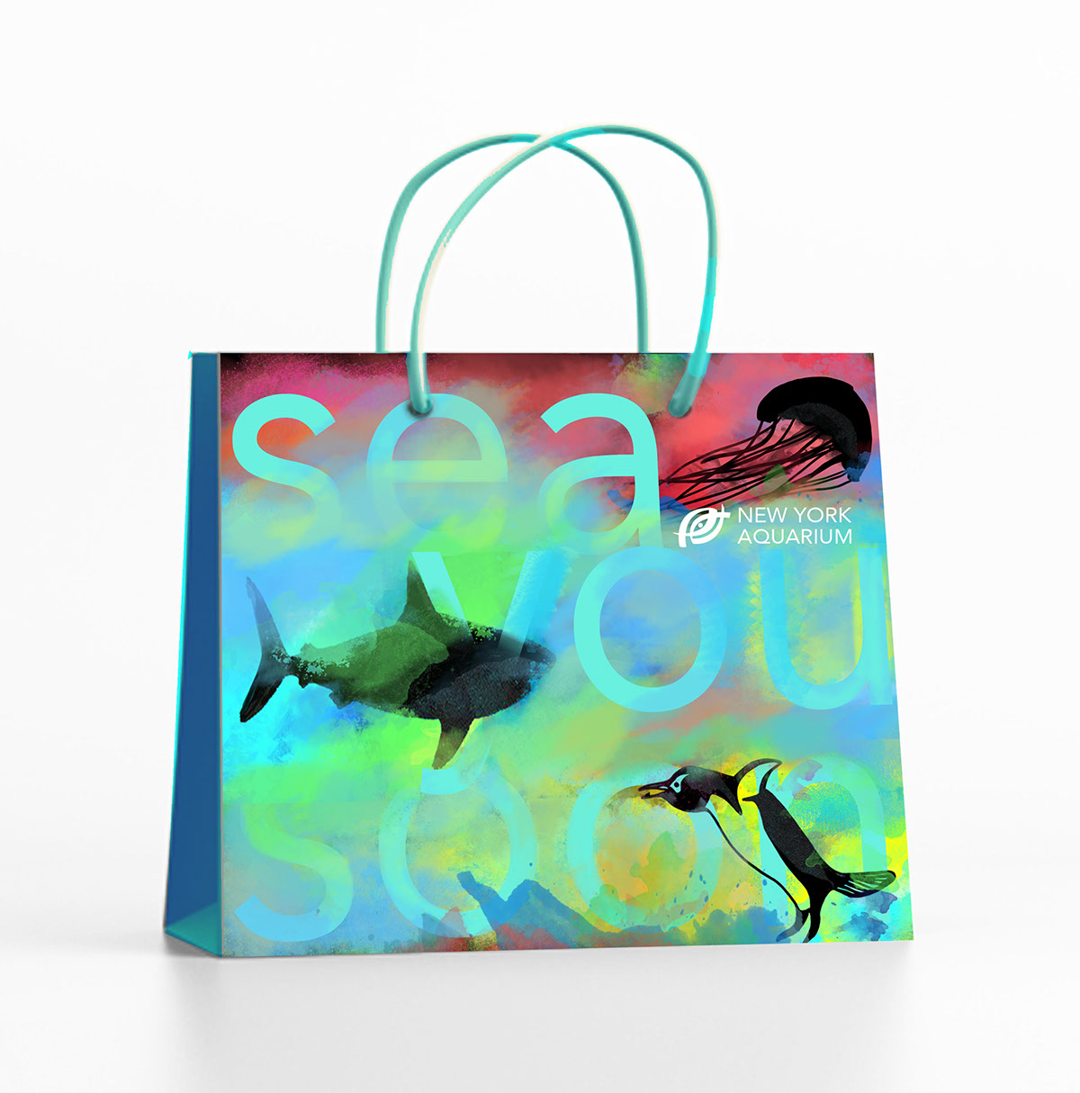 aquarium Website app package colorful watercolor shark penguin Clownfish jellyfish stationary