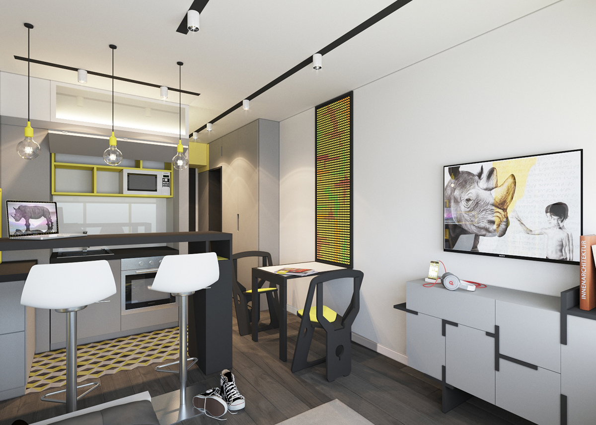 Interior design transformer Minimalism contemporary small apartment colors