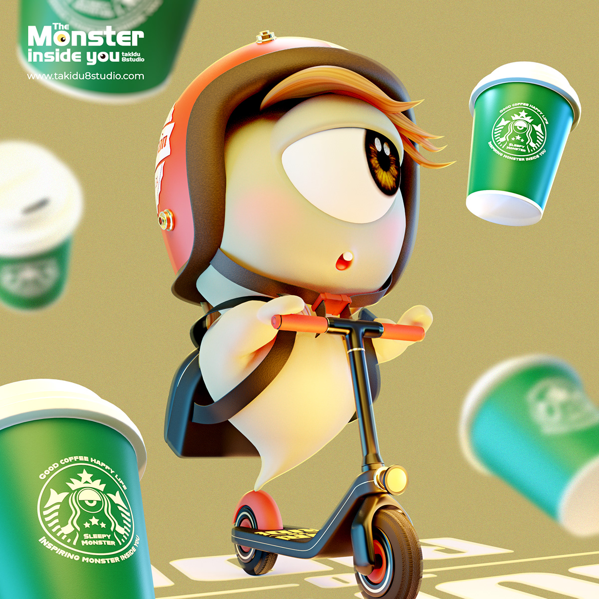 3D Advertising  blender brand brand character Character Coffee Mascot monster Monster Coofi